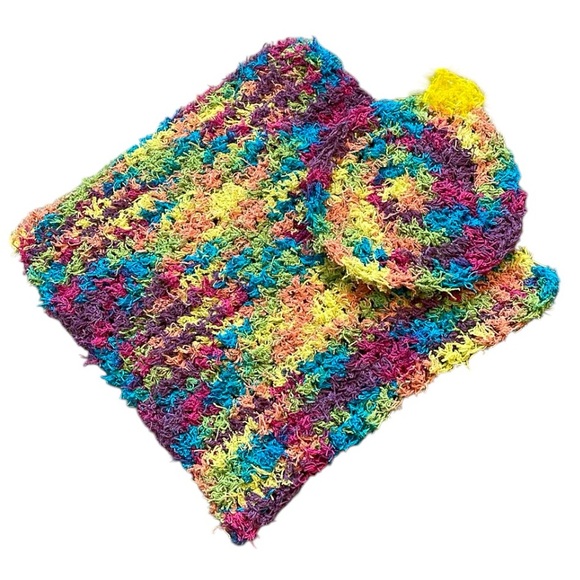 Hand Crafted Other - Handmade Scrubby Wash Cloth Bathroom Holiday Set Ornament Blue Green Kitchen